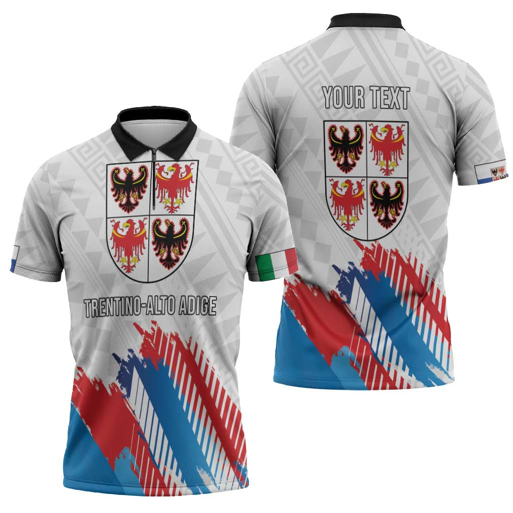 Personalized Italy Trentino-Alto Adige Zipper Polo Shirt Flag Style - Wonder Print Shop