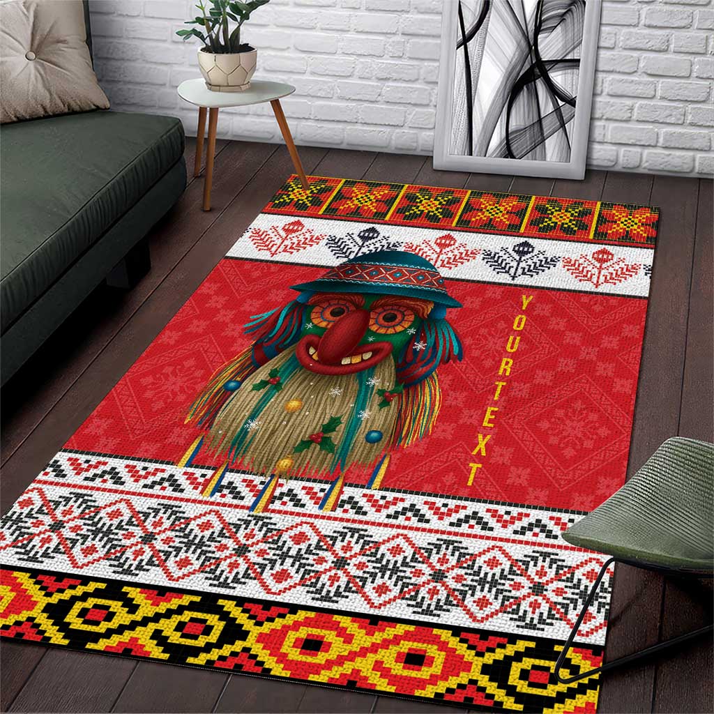 Personalized Romania Christmas Area Rug Romanian Folk Mask - Wonder Print Shop
