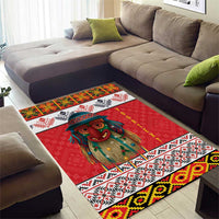 Personalized Romania Christmas Area Rug Romanian Folk Mask - Wonder Print Shop