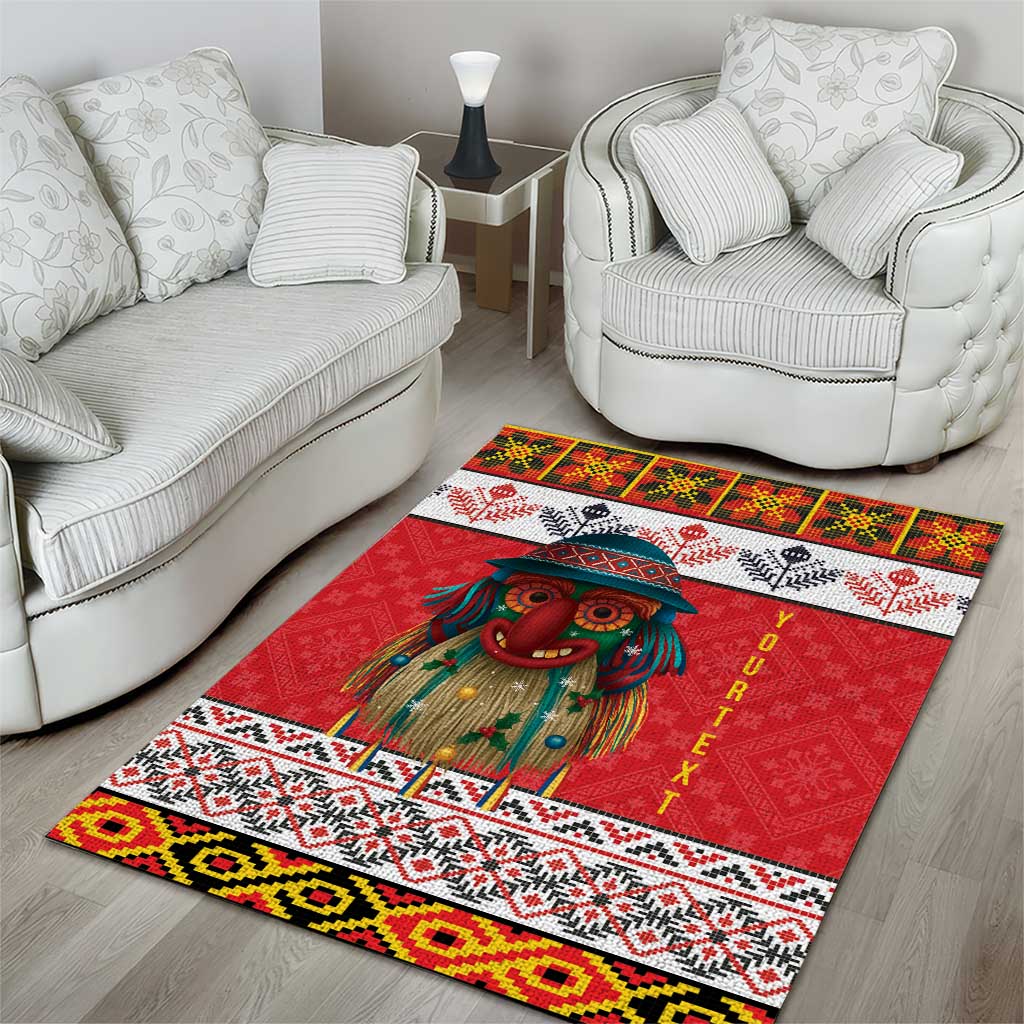 Personalized Romania Christmas Area Rug Romanian Folk Mask - Wonder Print Shop