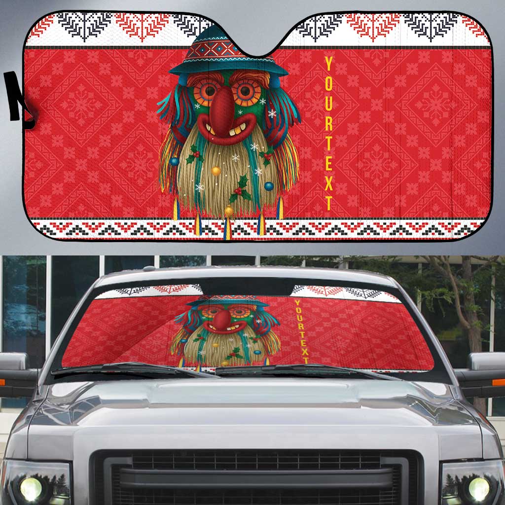 Personalized Romania Christmas Auto Sun Shade Romanian Folk Mask - Wonder Print Shop