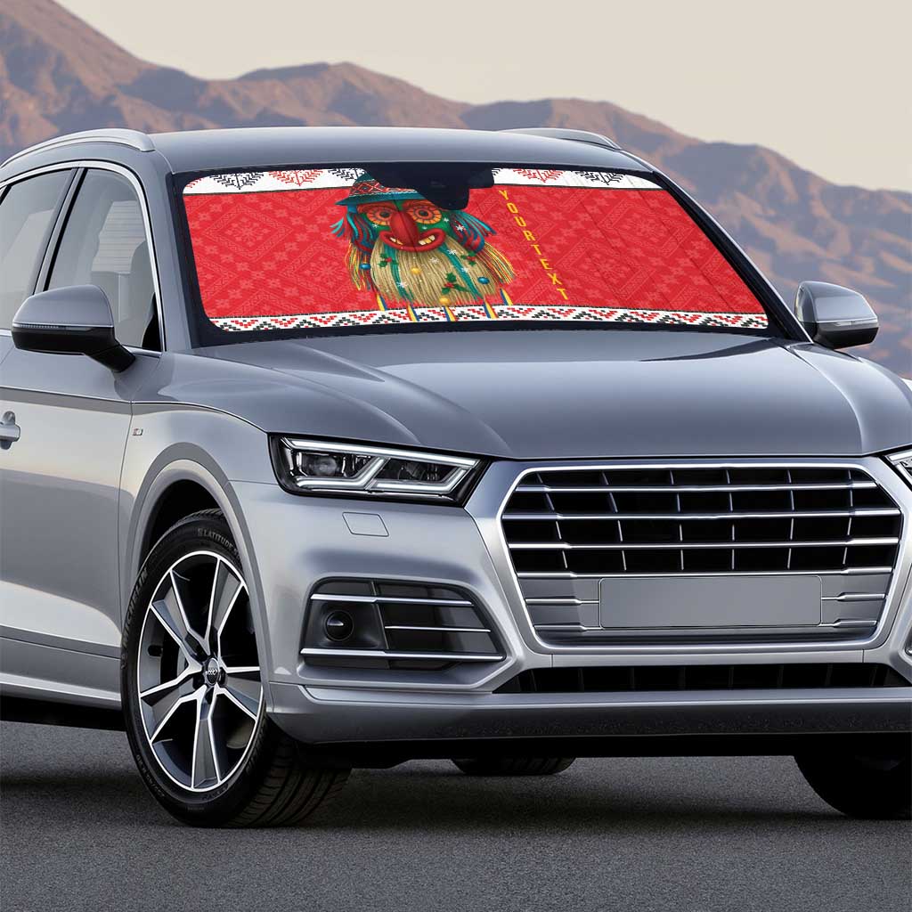 Personalized Romania Christmas Auto Sun Shade Romanian Folk Mask - Wonder Print Shop