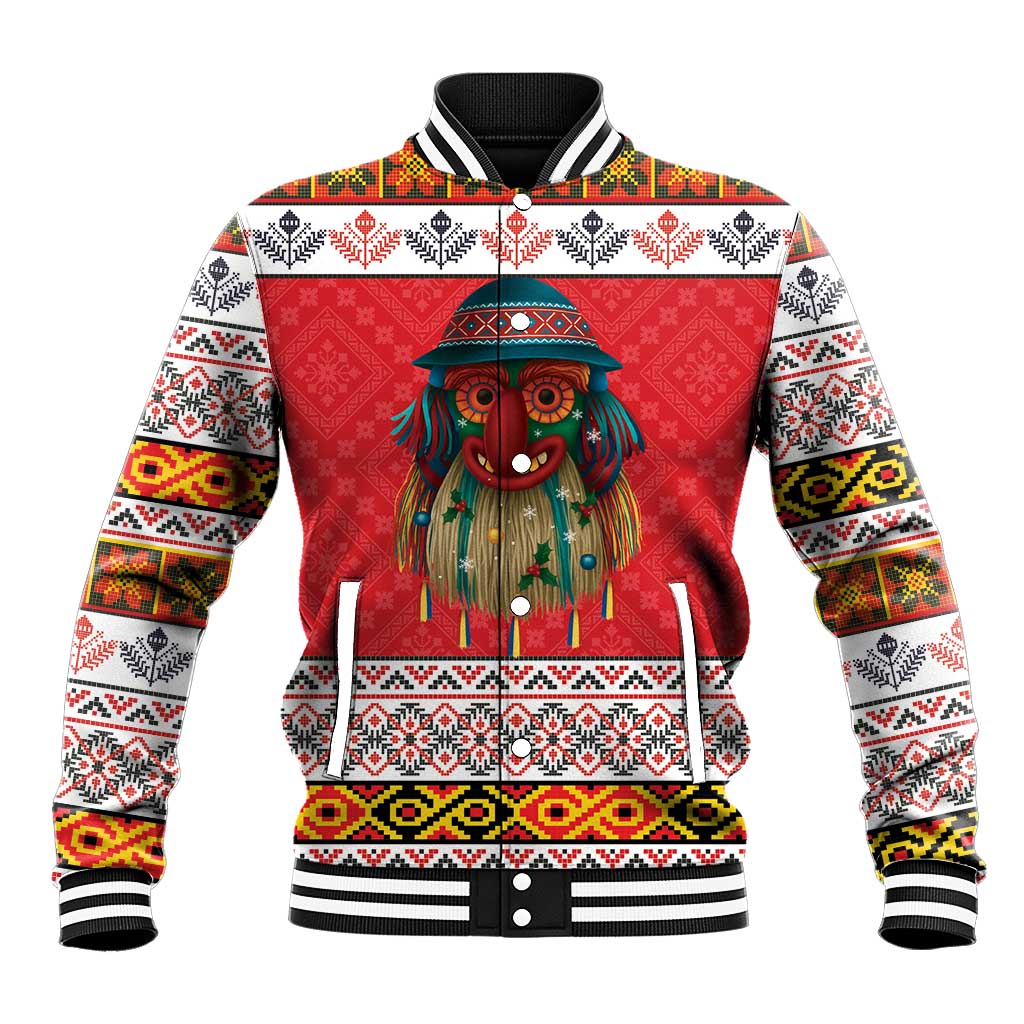 Personalized Romania Christmas Baseball Jacket Romanian Folk Mask - Wonder Print Shop