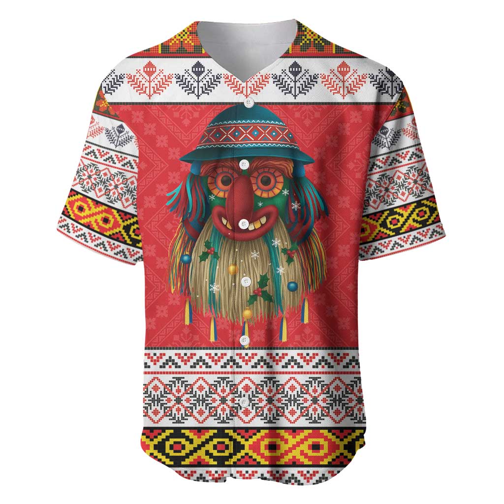 Personalized Romania Christmas Baseball Jersey Romanian Folk Mask - Wonder Print Shop
