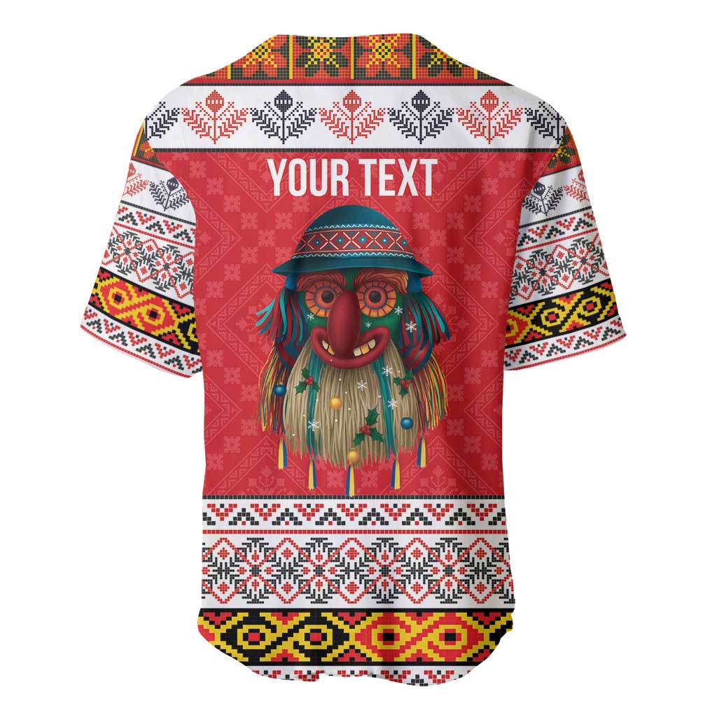 Personalized Romania Christmas Baseball Jersey Romanian Folk Mask - Wonder Print Shop