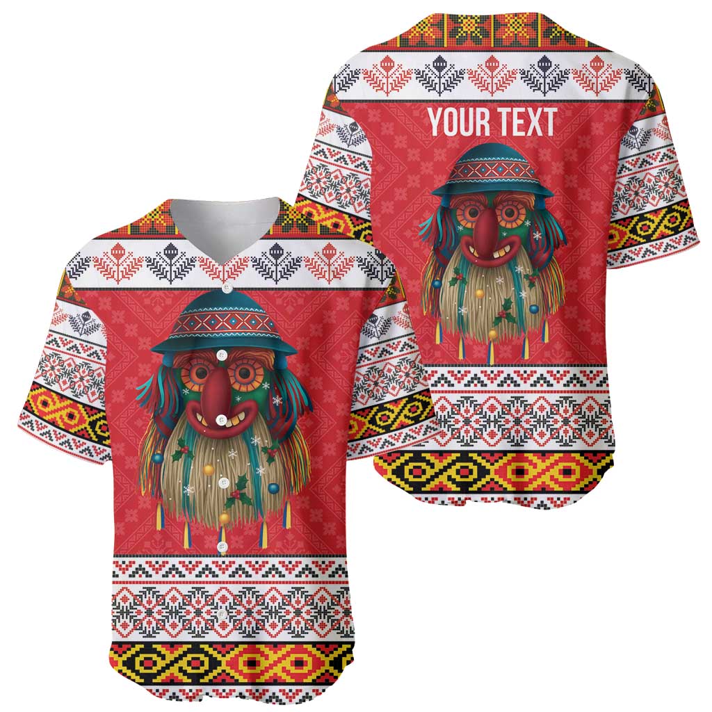Personalized Romania Christmas Baseball Jersey Romanian Folk Mask - Wonder Print Shop