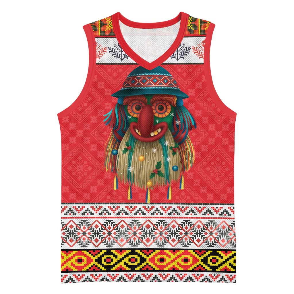 Personalized Romania Christmas Basketball Jersey Romanian Folk Mask - Wonder Print Shop