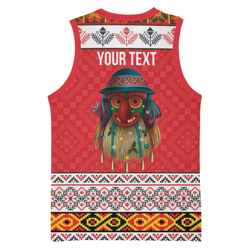 Personalized Romania Christmas Basketball Jersey Romanian Folk Mask - Wonder Print Shop