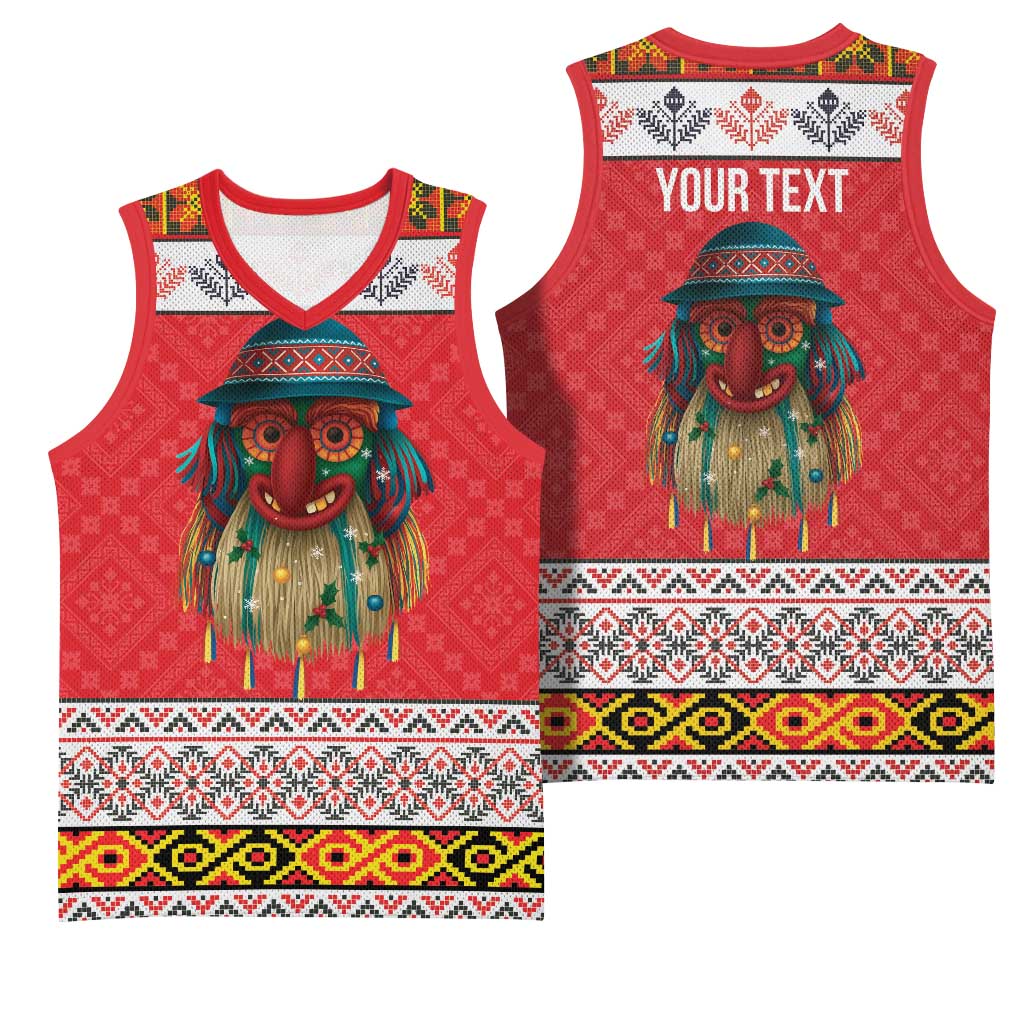 Personalized Romania Christmas Basketball Jersey Romanian Folk Mask - Wonder Print Shop