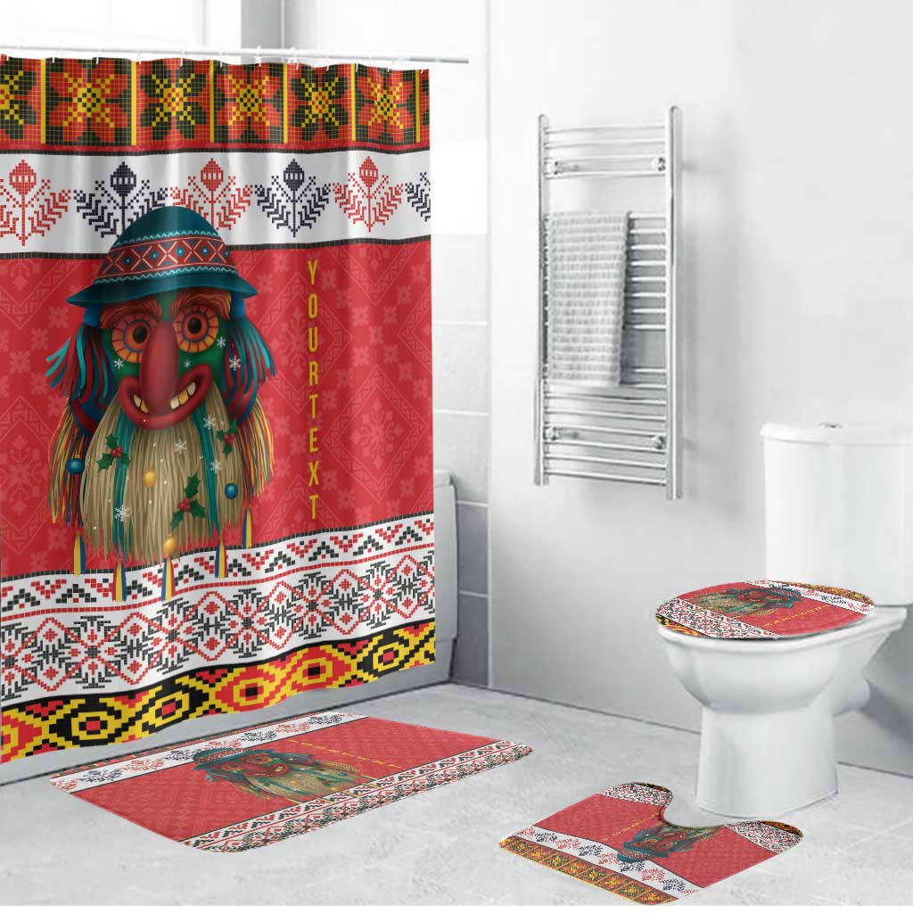 Personalized Romania Christmas Bathroom Set Romanian Folk Mask - Wonder Print Shop