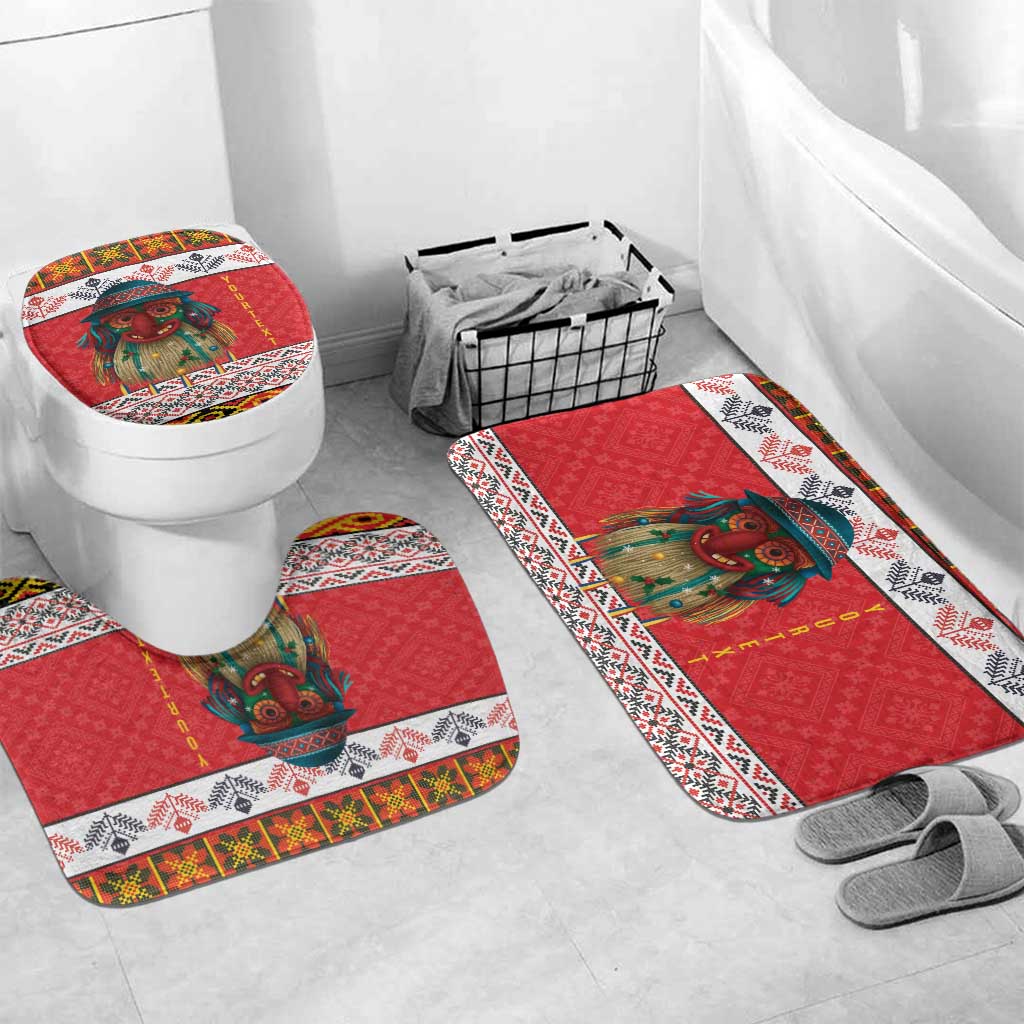 Personalized Romania Christmas Bathroom Set Romanian Folk Mask - Wonder Print Shop