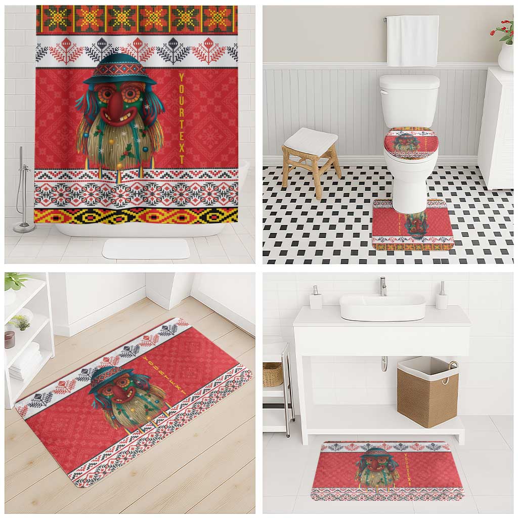 Personalized Romania Christmas Bathroom Set Romanian Folk Mask - Wonder Print Shop
