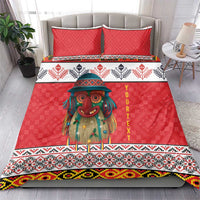 Personalized Romania Christmas Bedding Set Romanian Folk Mask - Wonder Print Shop