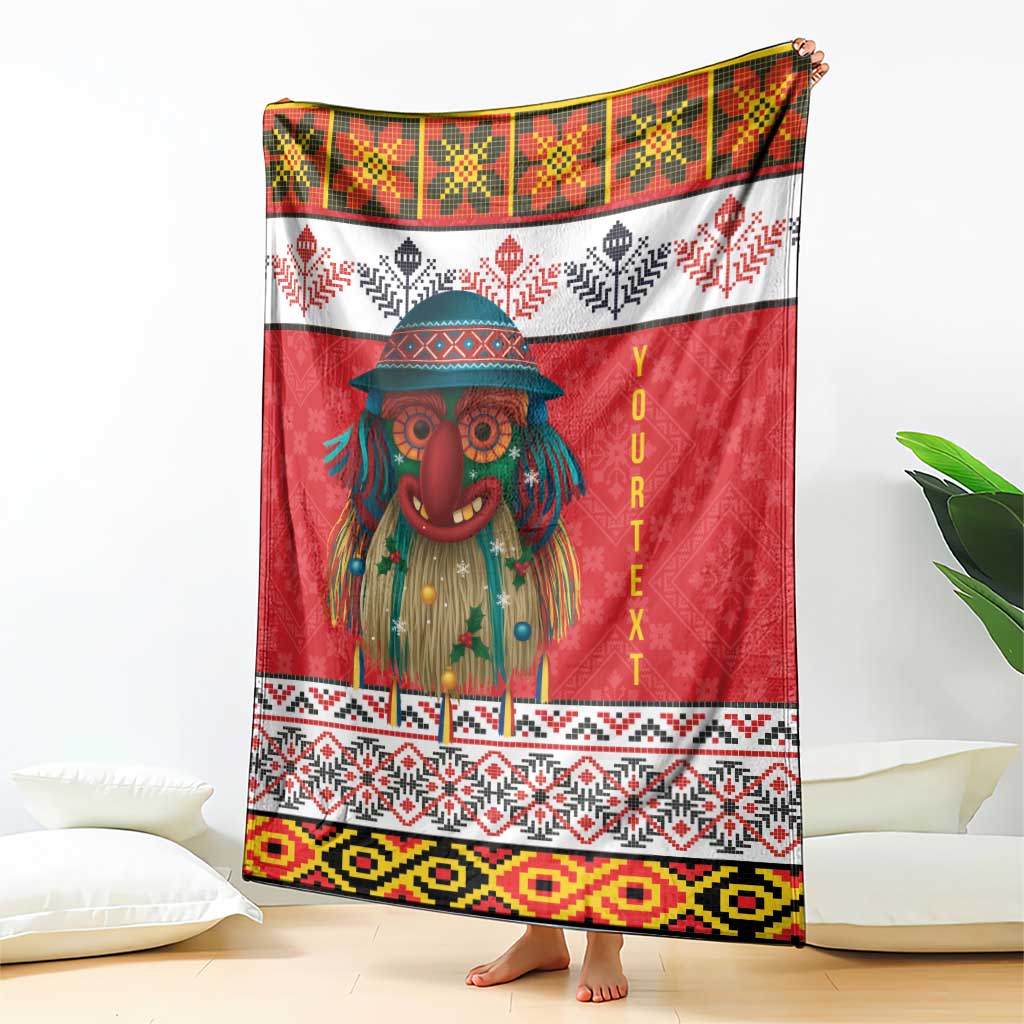 Personalized Romania Christmas Blanket Romanian Folk Mask - Wonder Print Shop