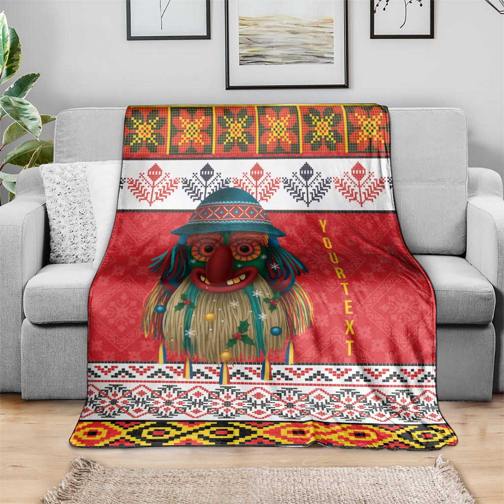 Personalized Romania Christmas Blanket Romanian Folk Mask - Wonder Print Shop