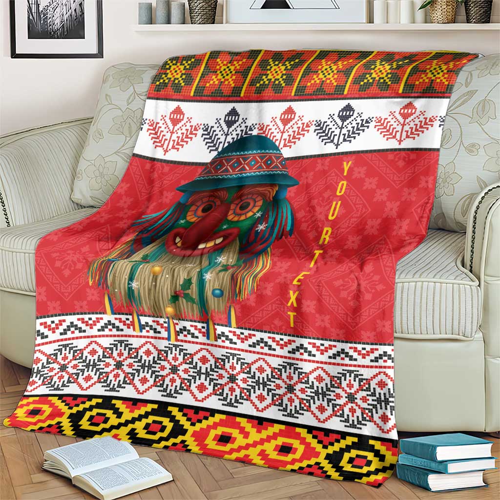 Personalized Romania Christmas Blanket Romanian Folk Mask - Wonder Print Shop