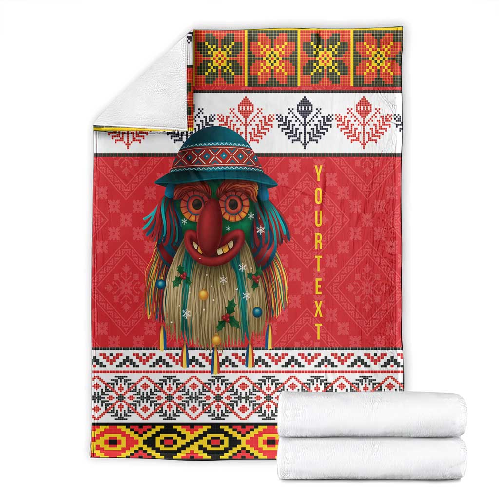 Personalized Romania Christmas Blanket Romanian Folk Mask - Wonder Print Shop