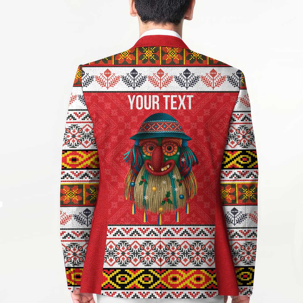 Personalized Romania Christmas Blazer Romanian Folk Mask - Wonder Print Shop