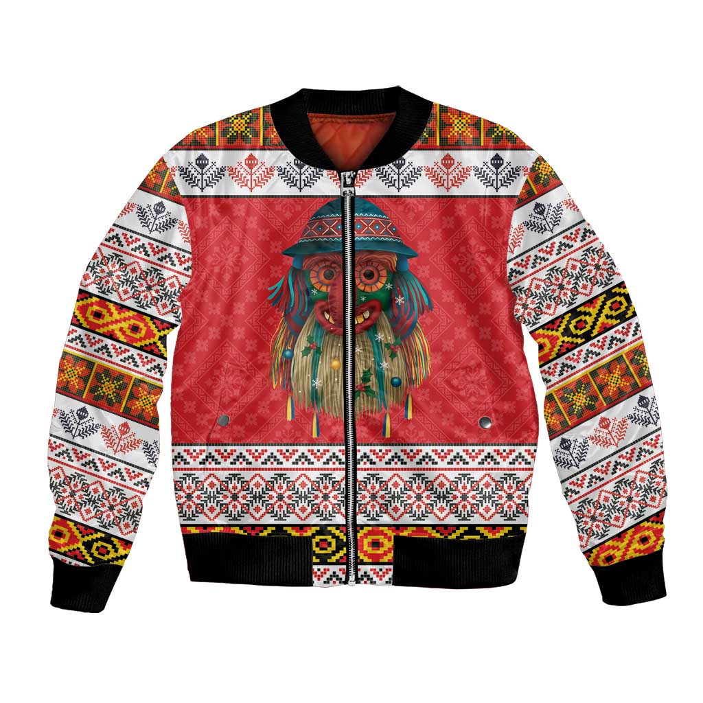 Personalized Romania Christmas Bomber Jacket Romanian Folk Mask - Wonder Print Shop