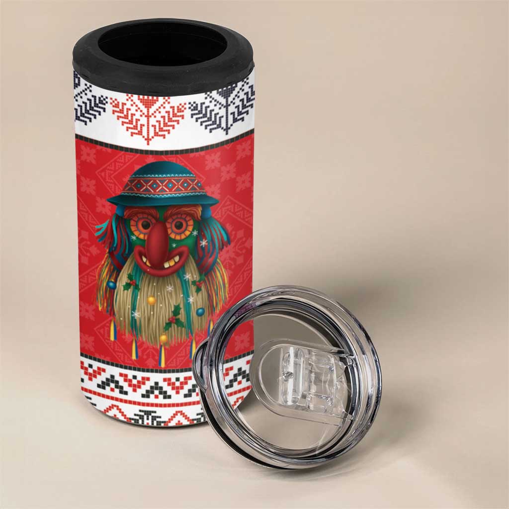 Personalized Romania Christmas 4 in 1 Can Cooler Tumbler Romanian Folk Mask - Wonder Print Shop