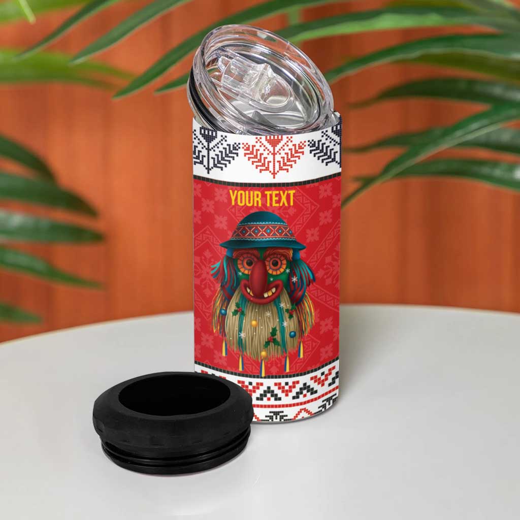 Personalized Romania Christmas 4 in 1 Can Cooler Tumbler Romanian Folk Mask - Wonder Print Shop