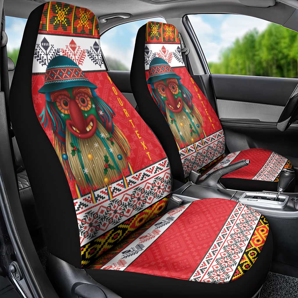 Personalized Romania Christmas Car Seat Cover Romanian Folk Mask - Wonder Print Shop