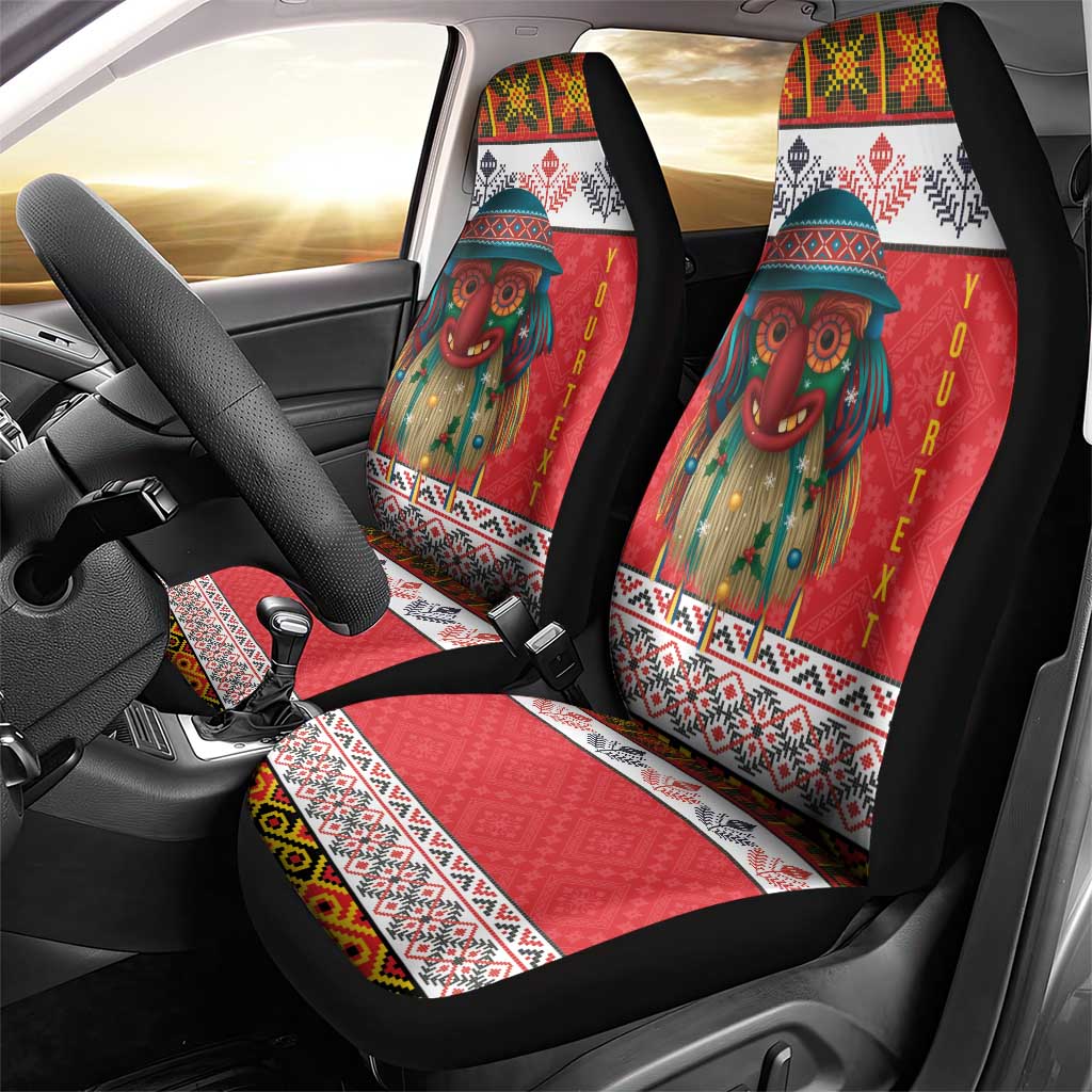 Personalized Romania Christmas Car Seat Cover Romanian Folk Mask - Wonder Print Shop