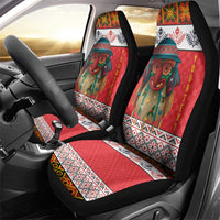 Personalized Romania Christmas Car Seat Cover Romanian Folk Mask - Wonder Print Shop