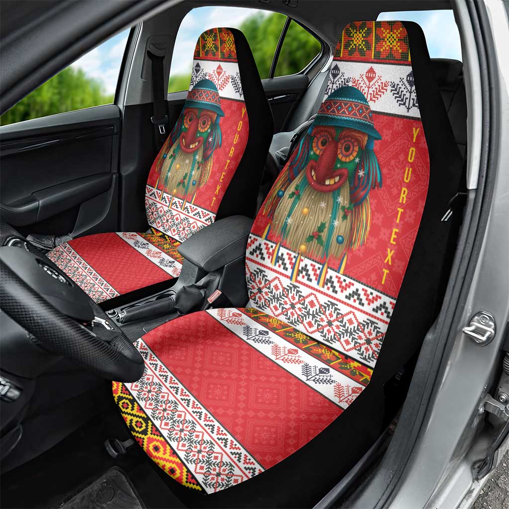 Personalized Romania Christmas Car Seat Cover Romanian Folk Mask - Wonder Print Shop
