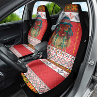 Personalized Romania Christmas Car Seat Cover Romanian Folk Mask - Wonder Print Shop