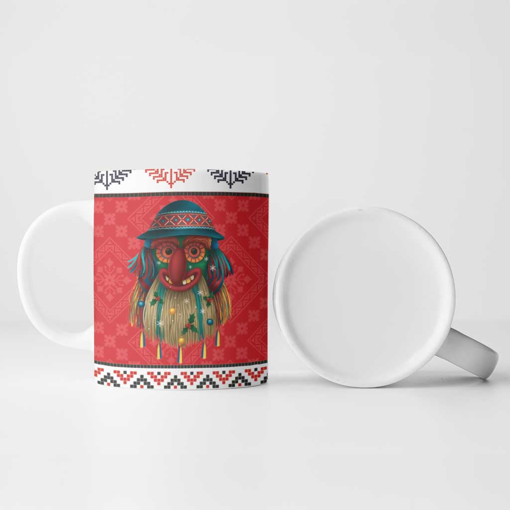 Personalized Romania Christmas Ceramic Mug Romanian Folk Mask - Wonder Print Shop