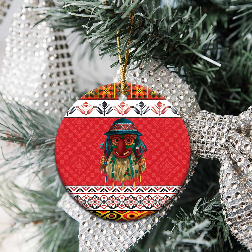 Personalized Romania Christmas Ceramic Ornament Romanian Folk Mask - Wonder Print Shop