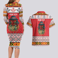 Personalized Romania Christmas Couples Matching Long Sleeve Bodycon Dress and Hawaiian Shirt Romanian Folk Mask - Wonder Print Shop