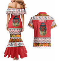 Personalized Romania Christmas Couples Matching Mermaid Dress and Hawaiian Shirt Romanian Folk Mask - Wonder Print Shop