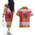 Personalized Romania Christmas Couples Matching Off The Shoulder Long Sleeve Dress and Hawaiian Shirt Romanian Folk Mask - Wonder Print Shop