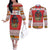 Personalized Romania Christmas Couples Matching Off The Shoulder Long Sleeve Dress and Long Sleeve Button Shirt Romanian Folk Mask - Wonder Print Shop