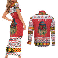 Personalized Romania Christmas Couples Matching Short Sleeve Bodycon Dress and Long Sleeve Button Shirt Romanian Folk Mask - Wonder Print Shop