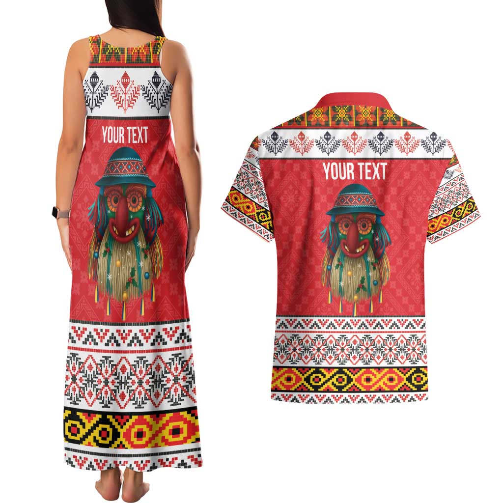 Personalized Romania Christmas Couples Matching Tank Maxi Dress and Hawaiian Shirt Romanian Folk Mask - Wonder Print Shop