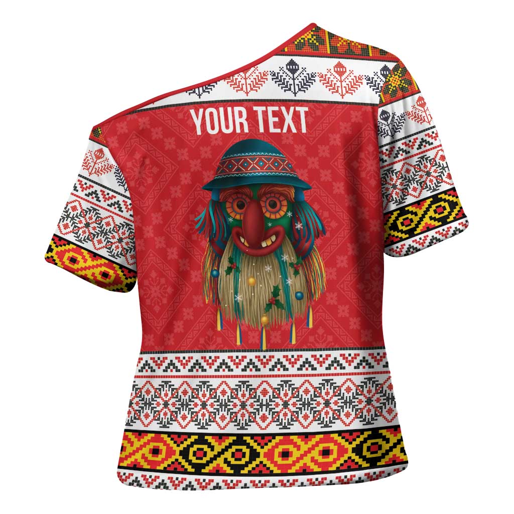 Personalized Romania Christmas Cross Shoulder Shirt Romanian Folk Mask - Wonder Print Shop