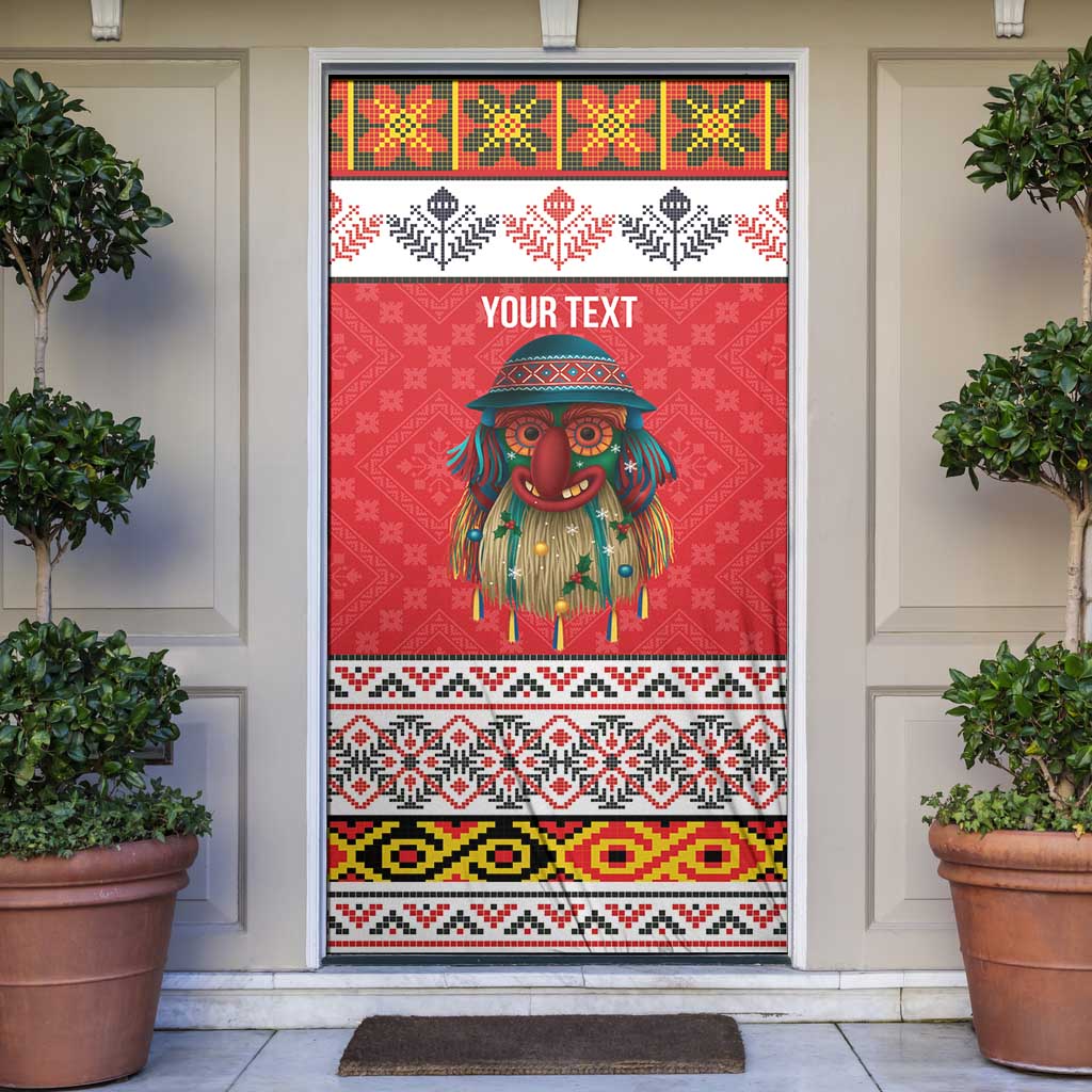 Personalized Romania Christmas Door Cover Romanian Folk Mask - Wonder Print Shop