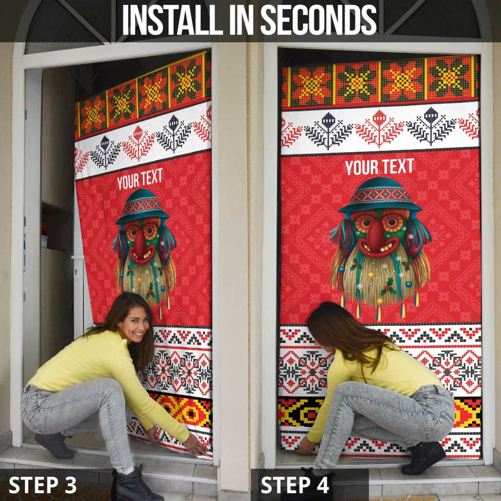 Personalized Romania Christmas Door Cover Romanian Folk Mask - Wonder Print Shop