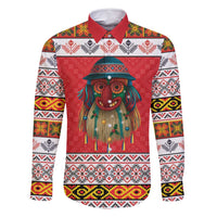 Personalized Romania Christmas Family Matching Long Sleeve Bodycon Dress and Hawaiian Shirt Romanian Folk Mask - Wonder Print Shop
