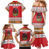 Personalized Romania Christmas Family Matching Mermaid Dress and Hawaiian Shirt Romanian Folk Mask - Wonder Print Shop