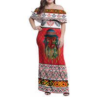 Personalized Romania Christmas Family Matching Off Shoulder Maxi Dress and Hawaiian Shirt Romanian Folk Mask - Wonder Print Shop