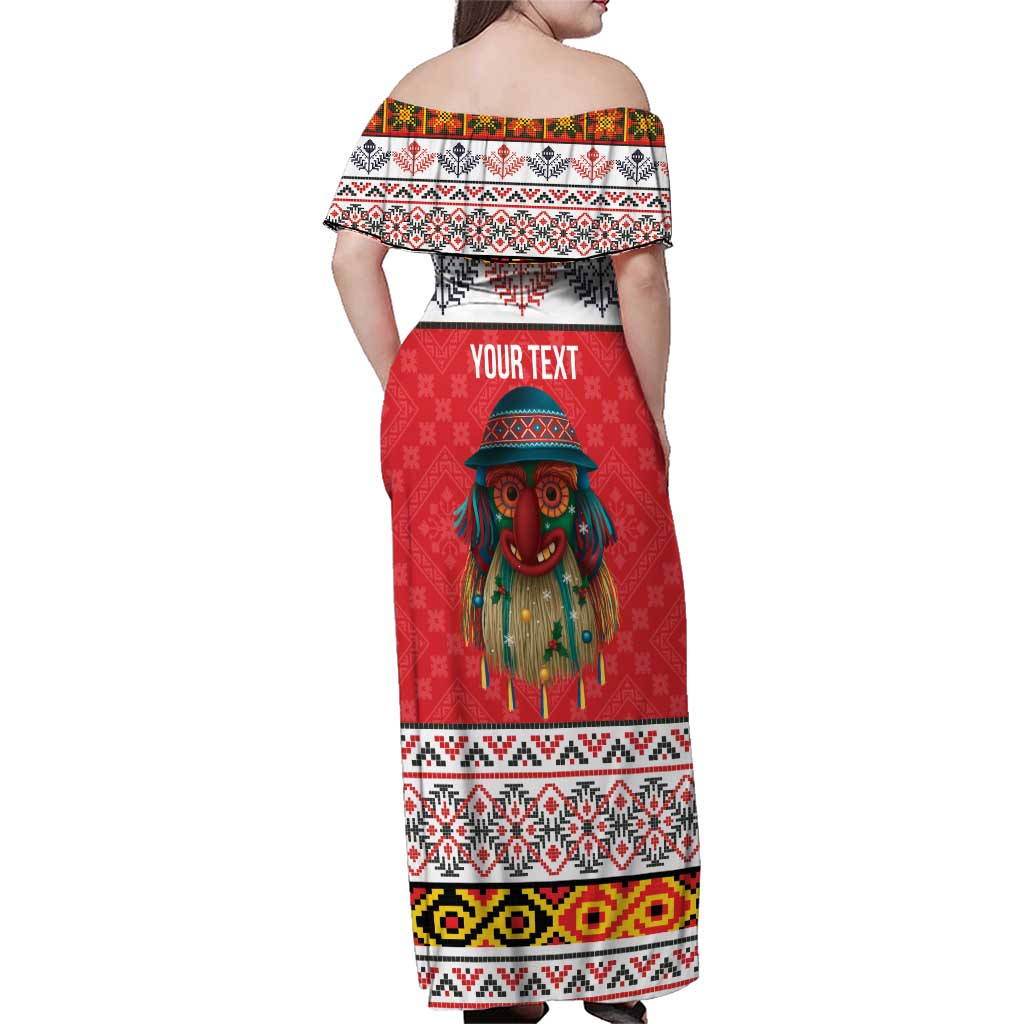 Personalized Romania Christmas Family Matching Off Shoulder Maxi Dress and Hawaiian Shirt Romanian Folk Mask - Wonder Print Shop