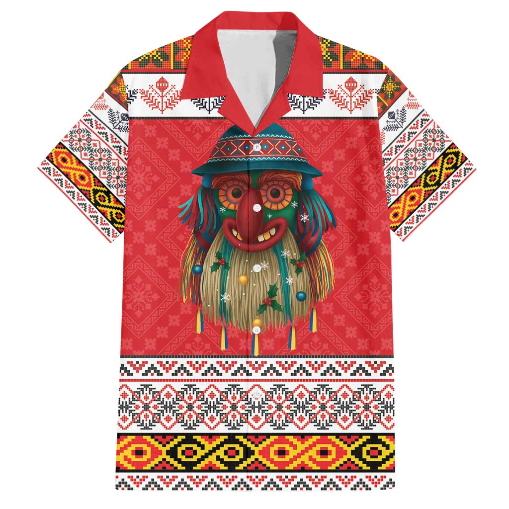 Personalized Romania Christmas Family Matching Off Shoulder Short Dress and Hawaiian Shirt Romanian Folk Mask - Wonder Print Shop