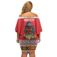 Personalized Romania Christmas Family Matching Off Shoulder Short Dress and Hawaiian Shirt Romanian Folk Mask - Wonder Print Shop