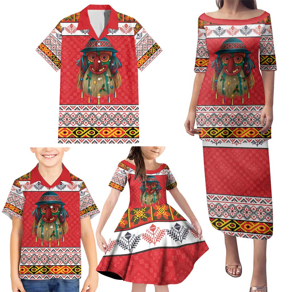 Personalized Romania Christmas Family Matching Puletasi and Hawaiian Shirt Romanian Folk Mask - Wonder Print Shop