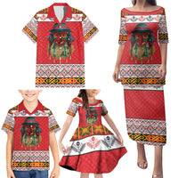 Personalized Romania Christmas Family Matching Puletasi and Hawaiian Shirt Romanian Folk Mask - Wonder Print Shop