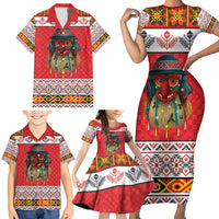 Personalized Romania Christmas Family Matching Short Sleeve Bodycon Dress and Hawaiian Shirt Romanian Folk Mask - Wonder Print Shop